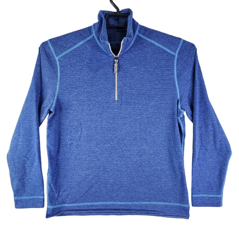 Men's Tommy Bahama Blue 1/2 Zip Sweatshirt Pullover Casual Long Sleeve Size L